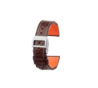 SEQLTWFC Bracelet en cuir de crocodile compatible avec IWC Portofino Pilot Little Prince Portugal for homme, noir, bleu, marron, 20, 21, 22 mm(A-Brown-Steel,Width-22mm)