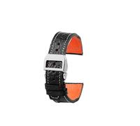SEQLTWFC Bracelet en cuir de crocodile compatible avec IWC Portofino Pilot Little Prince Portugal for homme, noir, bleu, marron, 20, 21, 22 mm(A-Black-Steel,Width-22mm)