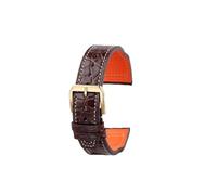 SEQLTWFC Bracelet en cuir de crocodile compatible avec IWC Portofino Pilot Little Prince Portugal for homme, noir, bleu, marron, 20, 21, 22 mm(Brown-Gold,Width-20mm)