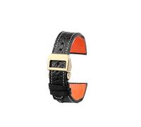 SEQLTWFC Bracelet en cuir de crocodile compatible avec IWC Portofino Pilot Little Prince Portugal for homme, noir, bleu, marron, 20, 21, 22 mm(A-Black-Gold,Width-22mm)
