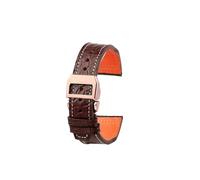 SEQLTWFC Bracelet en cuir de crocodile compatible avec IWC Portofino Pilot Little Prince Portugal for homme, noir, bleu, marron, 20, 21, 22 mm(A-Brown-Rose Gold,Width-22mm)
