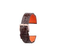SEQLTWFC Bracelet en cuir de crocodile compatible avec IWC Portofino Pilot Little Prince Portugal for homme, noir, bleu, marron, 20, 21, 22 mm(Brown-Rose Gold,Width-21mm)