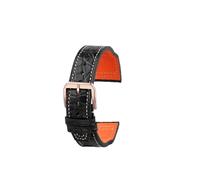 SEQLTWFC Bracelet en cuir de crocodile compatible avec IWC Portofino Pilot Little Prince Portugal for homme, noir, bleu, marron, 20, 21, 22 mm(Black-Rose Gold,Width-20mm)