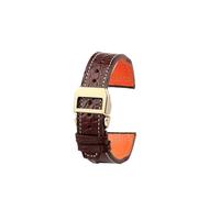SEQLTWFC Bracelet en cuir de crocodile compatible avec IWC Portofino Pilot Little Prince Portugal for homme, noir, bleu, marron, 20, 21, 22 mm(A-Brown-Gold,Width-21mm)