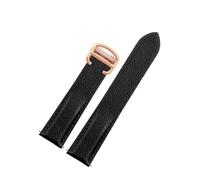 SEQLTWFC Bracelet en cuir de litchi compatible avec les montres Cartier Tank Solo Ronde de 20, 23 et 25 mm. Accessoires de montre(Black-rose gold,23mm)