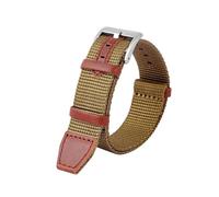 SEQLTWFC Bracelet en nylon tissé et cuir véritable 20 mm/22 mm, compatible avec les montres de sport d'extérieur Hamilton H69439931 et H69439411 for hommes(Khaki silver,20mm)