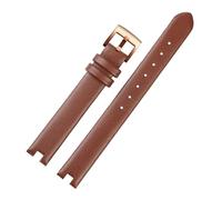SEQLTWFC Compatible avec le Bracelet de montre Gucci en cuir de vache, chaîne GC YA141401 YA141501, Bracelet de montre en cuir de veau souple for femmes 12x4mm 14x4mm 14x5mm(Brown-rose gold,12x4mm)