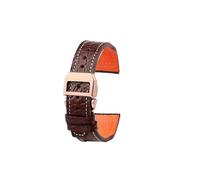 SEQLTWFC Compatible avec les bracelets de montre en cuir de crocodile IWC Pilot Mark 327004/377714, 20 mm, 21 mm, 22 mm, for femmes et hommes, accessoires(Brown-Rose gold,21mm)