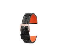 SEQLTWFC Compatible avec les bracelets de montre en cuir de crocodile IWC Pilot Mark 327004/377714, 20 mm, 21 mm, 22 mm, for femmes et hommes, accessoires(Black-Rose Gold Pin,22mm)