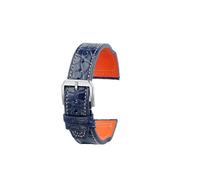 SEQLTWFC Compatible avec les bracelets de montre en cuir de crocodile IWC Pilot Mark 327004/377714, 20 mm, 21 mm, 22 mm, for femmes et hommes, accessoires(Blue-silver pin,20mm)