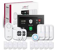 seQrell Système Alarme Maison sans fil, Kit Alarme Anti Intrusion Maison WiFi et GSM 4G avec Écran Tactile 7", Batterie 5000 mAh, Tuya Smart Life app, Alexa et Google, détecteur de fuite d'eau SQ7024B