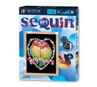 Sequin Art Blue Premium Inséparables - Kit créatif en sequins | Image à paillettes | Plus de 1 600 sequins, fond en velours, cadre en bois & guide couleur séparé. Taille 27×36 cm, dès 8 ans