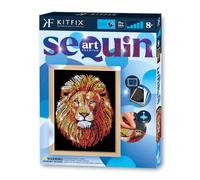 Sequin Art Blue Premium Lion - Kit créatif à sequins | Image à paillettes | Plus de 1 600 sequins, fond en velours, cadre en bois & guide couleur séparé. Taille 27×36 cm, dès 8 ans