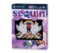 Sequin Art Purple Colombes de l'espoir - Kit créatif à paillettes | Image à paillettes | Plus de 1 700 sequins, guide couleur sur l’image & bords repliés. 27×36 cm, 6-7 h, dès 8 ans