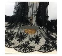 Sequin Flower Embroidery Fabric Lace Mesh For Dress Performance Clothes Cloth For Sewing Diy Apparel Material(Black)
