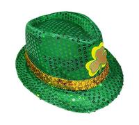 Sequin Trilby Hat - 23x28x12cm Adulte Deluxe Vert Leprechaun Top Hat | Casquette verte Irlande Shamrock Accessoires Chapeaux réversibles Double face Casquettes de soleil Vêtements décoratifs légers