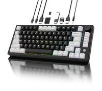 Sequin XQT FH75 Clavier mécanique en aluminium avec hub USB-C, lecteur d'empreintes digitales pour Windows 10/11 Hello, clavier de jeu 75 %, station d'accueil USB-C avec HDMI 4K, USB 3.0, PD100W