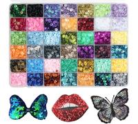 Sequins à Coudre 6mm，BetterJonny 42 Couleur Paillettes Couture Sequins Loisirs Créatifs avec Boîte Paillettes en Vrac Lridescentes Sequin pour Bricolage Fabrication d'Artisanat