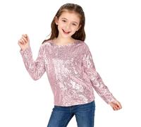 Sequins Tin Top Filles Paillettes Sweatshirt Enfants Brillant Manches Longues Pull Automne Mode Vêtements pour Âge 514 Clever Girl T-shirt (Rose, 14-15 ans)