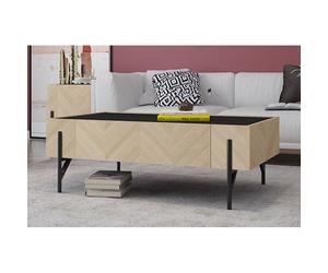 Sequoia table basse en bois clair avec 2 grands tiroirs