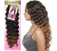 Ser Mulher DEEP WAVE - Extensions synthétiques de cheveux ondulés pour Crochet Braids- 300 g 65 cm (T-27 Brown dégradé)