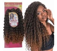 Ser Mulher JOY Extension Cheveux Bouclés | Texture effet naturel | Application rapide | pour Crochet Braids- 300Gr 50cm (T1b-30 Dark Brown Degradee)