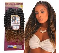 Ser Mulher JOY Extension Cheveux Bouclés | Texture effet naturel | Application rapide | pour Crochet Braids- 300Gr 50cm (T1b-27 Brown Degradee)