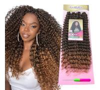 Ser Mulher New Rythme 65 cm | Extensions de cheveux bouclés pour Chrochet Braid | Crochet inclus | Lot de 4 | Application rapide (T2-30 - Black/Dark Blonde Degradee)