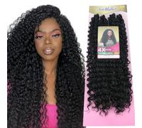 Ser Mulher New Rythme 65 cm | Extensions de cheveux bouclés pour Chrochet Braid | Crochet inclus | Lot de 4 | Application rapide (1 - Black)