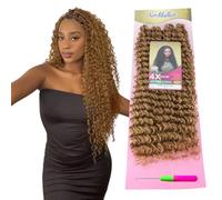 Ser Mulher New Rythme 65 cm | Extensions de cheveux bouclés pour Chrochet Braid | Crochet inclus | Lot de 4 | Application rapide (27 - Honey Blonde)