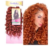 Ser Mulher OCEAN WAVE Extensions volumateuses | Texture effet naturel | Application rapide | Effet cheveux ondulés pour Crochet Braids- 300Gr 45cm (350 Ginger)
