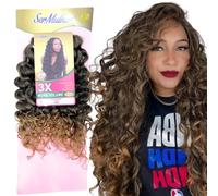 Ser Mulher OCEAN WAVE Extensions volumateuses | Texture effet naturel | Application rapide | Effet cheveux ondulés pour Crochet Braids- 300Gr 45cm (T-27 Brown dégradé)