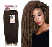 Ser Mulher SUPER KINKY - Extensions, Extension Synthétique Cheveux Bouclés Style Afro Marley, Crochet Braids Amovibles 65 cm, 120 g (6 Châtain Clair)