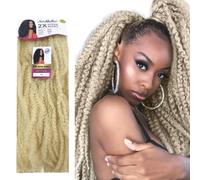Ser Mulher SUPER KINKY - Extensions, Extension Synthétique Cheveux Bouclés Style Afro Marley, Crochet Braids Amovibles 65 cm, 120 g (613 Blond Platine)