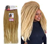 Ser Mulher SUPER KINKY - Extensions, Extension Synthétique Cheveux Bouclés Style Afro Marley, Crochet Braids Amovibles 65 cm, 120 g (T27-613 Blond Degradee)