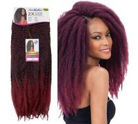 Ser Mulher SUPER KINKY - Extensions, Extension Synthétique Cheveux Bouclés Style Afro Marley, Crochet Braids Amovibles 65 cm, 120 g (T1B-BURG Degradee)