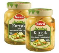 SERA Pickles Légumes Mixtes - 700 g | Turşu Maison Croquante avec Chou, Carotte, Concombre | Bocal en Verre, Saveur Traditionnelle, Lot 2