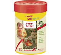 Sera San Nature Nourriture colorante 100 ML (22 g) | pour Poissons d'ornement Qui mangent de Surface | sans colorants ni conservateurs artificiels | avec 10% de Krill et d'algues Haematocoque | pour
