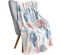 Serafina Home Couverture décorative Ocean Life Coastal : Polaire en Velours Doux et Doux, Teintes de Bleu et Rose Corail Doux, Accent pour canapé, Chaise, lit ou dortoir (Kai)