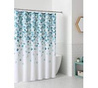 Serafina Home Rideau de Douche Moderne en Tissu Bleu minéral Bleu Sarcelle pour Salle de Bain : Motif Cascade d'éclaboussures d'eau, Turquoise, et Blanc