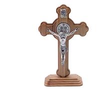 SERAL Crucifix Mural Saint Benoit en Bois d'olivier - 10 x 7 cm
