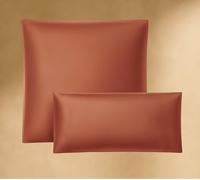 Seralino Lot de 2 taies d'oreiller en satin de 40 x 60 cm - Orange - 100 % coton bio - Douces et respirantes - Avec fermeture éclair - Taies d'oreiller 40 x 60 cm - Pour enfants - Certifié Oeko-Tex