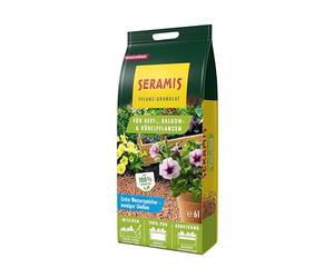 Seramis granulés pour plantes à massif, de balcon et plantes en bac, 6 L - Billes d’argile, substitut de terreau stockant eau et nutriments