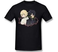 Seraph of The End Men's Comfortable Short Sleeve Shirts Crew Neck Personality Fashion T-Shirt Black Manches Courtes(Medium)