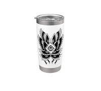 Séraphin Ange x Ailes x Yeux Blackwork Traditionnel Flash Gobelet isotherme en acier inoxydable double paroi