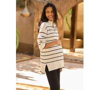 Seraphine Seraphine Blue Seraphine Blue Stripe Maternity Funnel Neck Zip-Up 100% Cotton Sweatshirt
