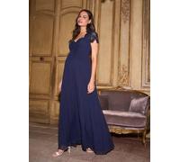 Seraphine Seraphine Midnight Blue Maternity Lace Sleeve Silk Premium Dress Midnight Blue EU 40 (UK 12)