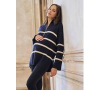 Seraphine Seraphine Navy Stripe Wool Cotton Blend Maternity & Nursing Jumper