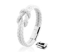 SERASAR 18cm Blanc Bracelet en Cuir pour Femmes avec Boîte Cadeau - Noeud Bijoux Bracelets Belle Petite Amie Soeur Fille Mère Maman Partenaire Cadeaux Couple Women Woman Black Leather Gift Box