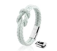 SERASAR 18cm Bracelet Cuir Bleu Pâle Femme Noeud Bijoux Boîte Cadeau